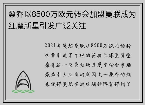 桑乔以8500万欧元转会加盟曼联成为红魔新星引发广泛关注 桑乔以8500万欧元转会加盟曼联成为红魔新星引发广泛关注